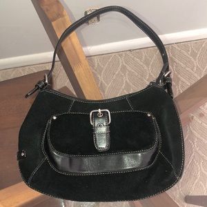 Cole Haan Suede Black Purse Adj strap